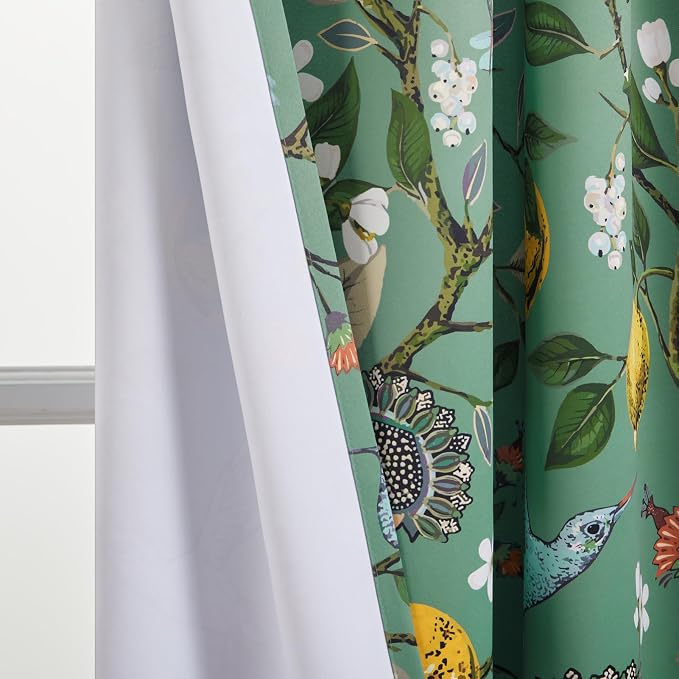 Topfinel 90 Inches Long Curtains, Whimsical Woodland Leaf Jungle Forest Flower - Image 9