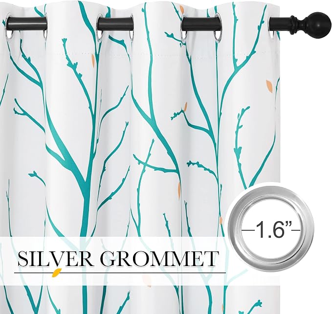 NICETOW Twisted Branch Room Darkening White Curtains, Thermal Insulated Grommet - Image 2