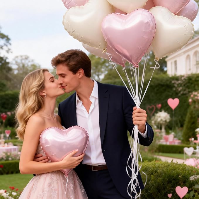 Pink Cream Heart Balloons - Image 6