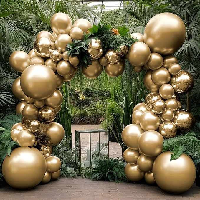 Gold Balloons Different Size 18 12 10 5in Chrome Metallic Gold Balloon Garland by Captank