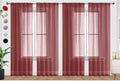 SpaceDresser Burgundy Sheer Curtains 4 Panels Rod Pocket Semi-Sheer Curtain 108 by SpaceDresser