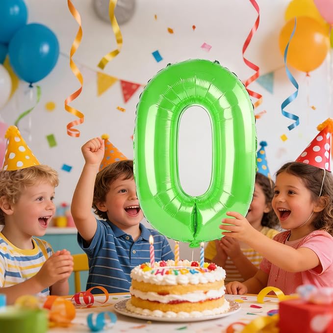 40 Inch Number 0 Balloons for Birthday Party Decorations, 0-100 Fruit Green - Image 2