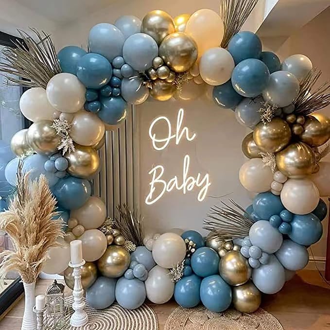 12 Inch Retro Peacock Blue Balloons, Baby Shower, Graduate Party Decorations - Image 3