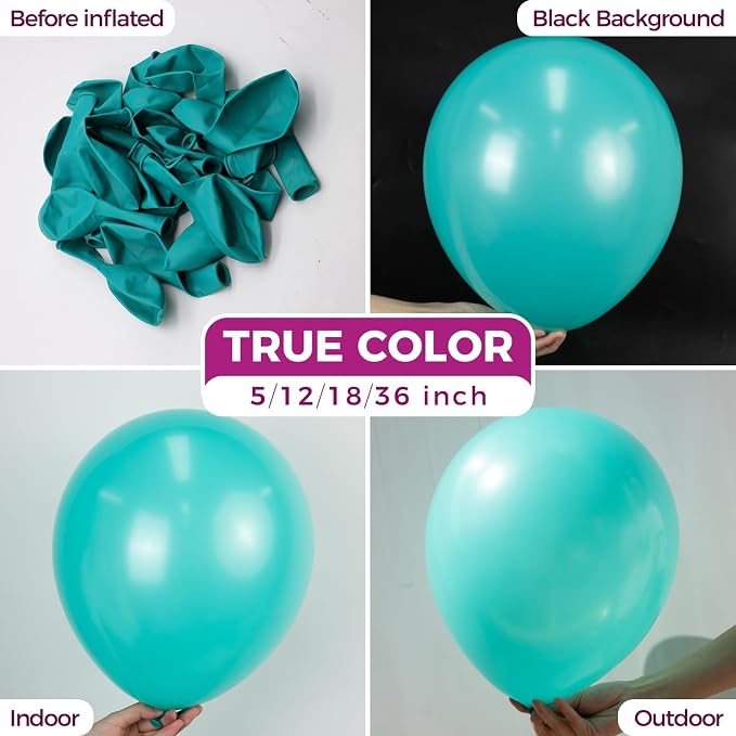 Bezente Teal Balloons Latex Matte Party Balloons 150 Pack 5 inch Small | - Image 2