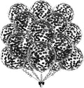 50pcs Black Foil Confetti Balloons, 12 inch Latex Balloon by KALOR