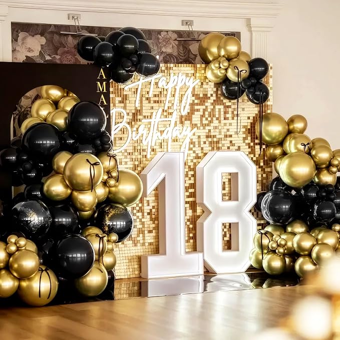 EMART Black and Gold Balloons 12 Inch 60pcs, Latex Balloons - Image 5