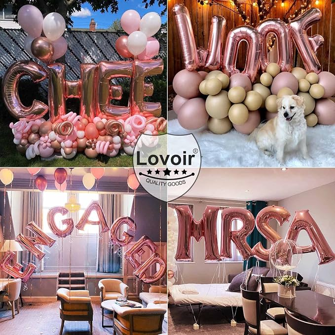 Lovoir 40 Inch Large Rose Gold Letter S Balloons Big Size Jumbo Mylar Foil - Image 6