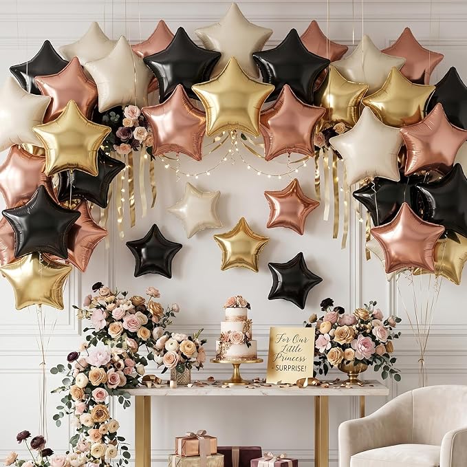 Brown Star Balloons, 18 Inches Netural Star Foil Balloon - Image 4