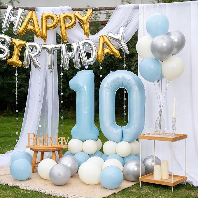 40 In Matte Blue Number Balloons Helium Foil Mylar Balloon Party Digital 90 | - Image 5