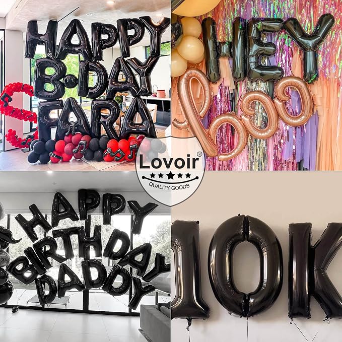 Lovoir 40 Inch Large Black Letter A Balloons Big Size Jumbo Mylar Foil Helium - Image 7