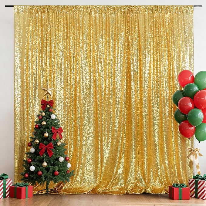 Eternal Beauty Gold 3mm Sequin Backdrop 8x10 Ft - Image 2