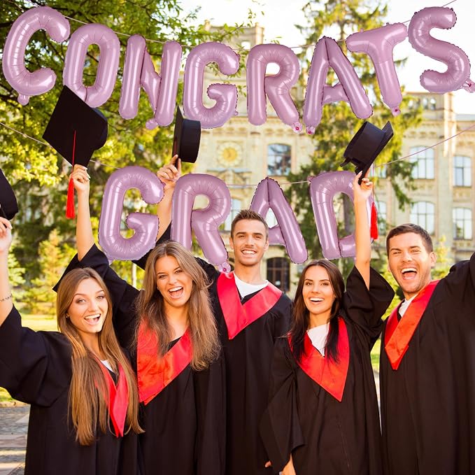 16 Inch Pink Congrats Grad Banner Balloons, Graduation Decorations 2026 - Image 4