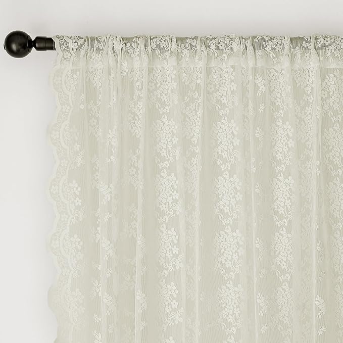 Anmao Vintage Lace Curtains 96 Inches Long 2 Panels Set, Romantic Elegant Light - Image 6