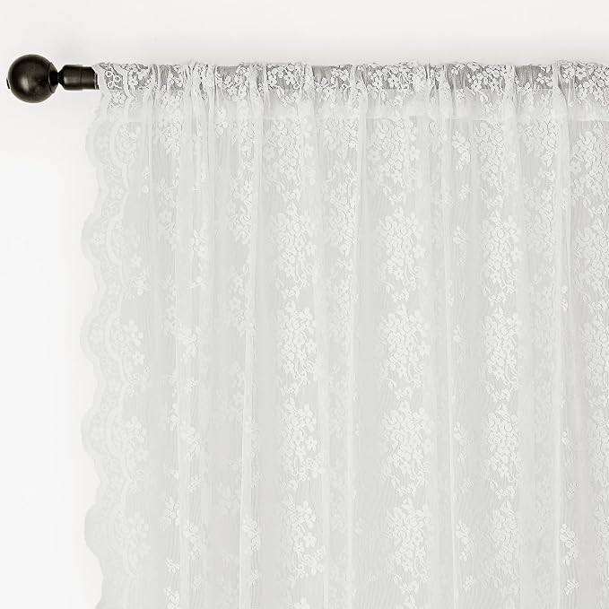Anmao Vintage Lace Curtains 63 Inches Long 2 Panels Set, Romantic Elegant Light - Image 6