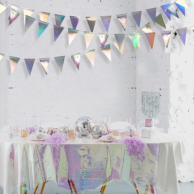 40Ft Iridescent Party Decorations Holographic Hanging Triangle Pennant Banner - Image 5