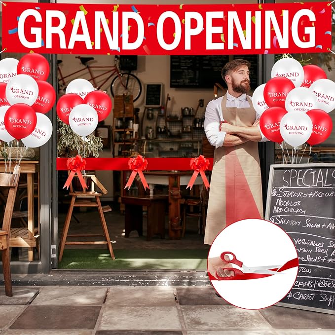 Grand Opening Ribbon Cutting Ceremony Kit Grand Opening Banner Decorations by Mixweer