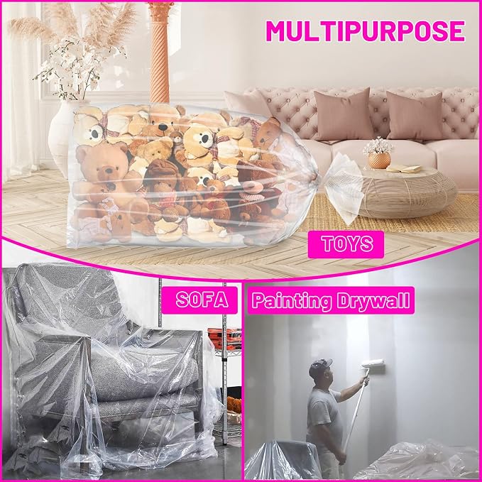 4 Pcs 98.4 x 59 Inches Clear Large Balloon Bags - Image 5