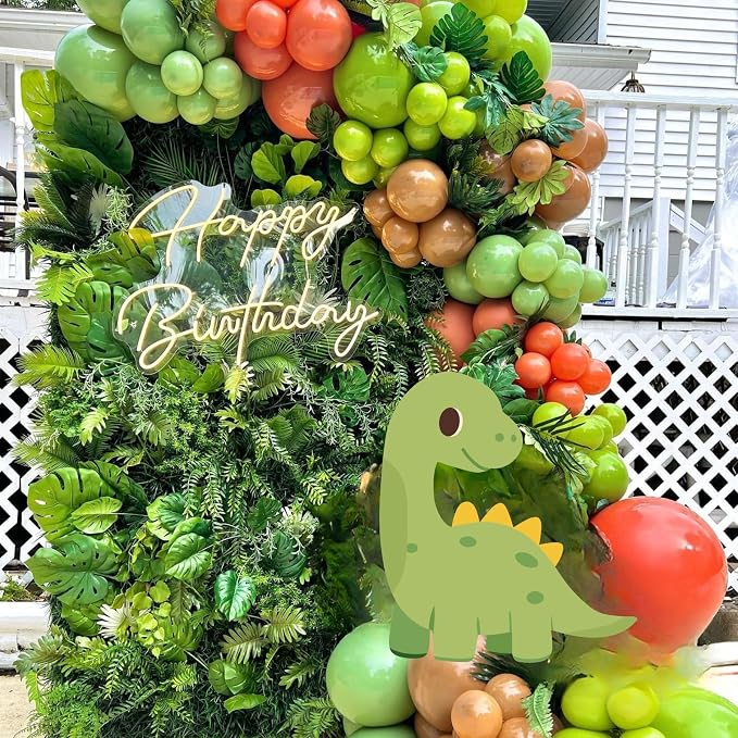 Paready Dinosaur Balloons Set, 12 Inch Helium Fruit Green Orange Blue Confetti - Image 4