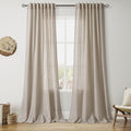 Cobblestone Linen Curtains for Living Room 105 Inches Long Light Filtering Semi by Nanspring