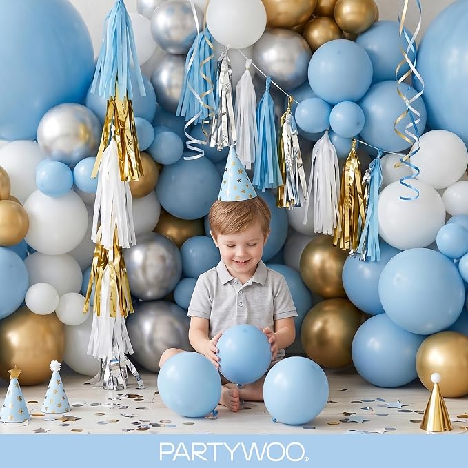 PartyWoo Light Blue Balloons 100pcs Baby Pastel Sky Aqua Blue Color | 18 12 10 - Image 9