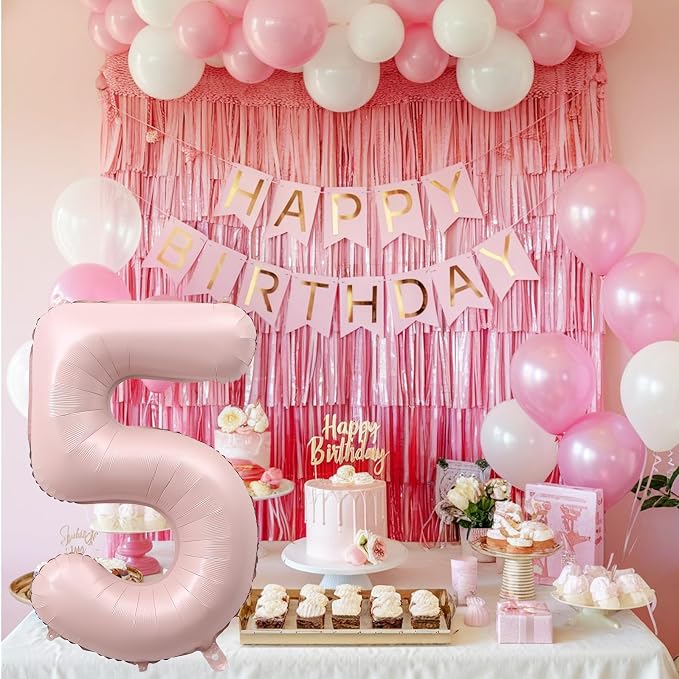 Light Pink Number Balloon 5, 40 Inch Large Self Inflating 5 Foil Number - Image 7