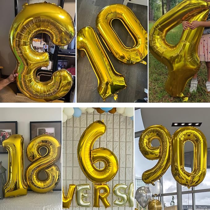 40 inch Number Balloon 0-9 Gold Large Number 6 Balloons, Digital Balloons - Image 7