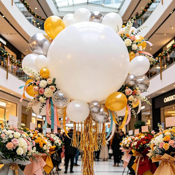 5Pcs White Big Balloons 36 Inch, Round Large Latex Party Balloons - Image 6