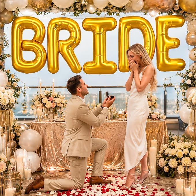 40 inch BRIDE Balloons Bachelorette, Giant Wedding Foil Balloon Letter Banner - Image 8