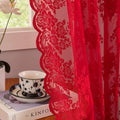 Kotile Red Sheer Lace Curtains for Bedroom Rustic Floral 52x63 Inch 2 Pcs | Rod by Kotile+Curtains