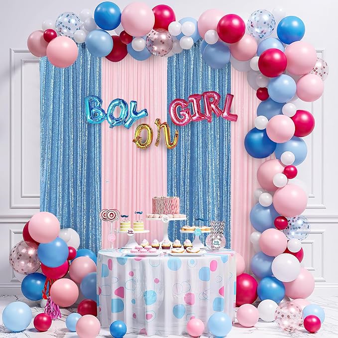 Sequin Backdrop Drapes 3 Panels Fabric Curtain 2FT x 8FT Baby Blue Wedding | - Image 3