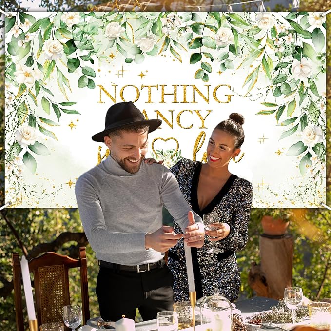 Avezano Nothing Fancy Just Love Banner Sage Green Bridal Shower Decorations - Image 3