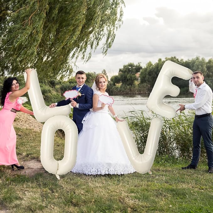 Giant Alphabet S Foil Balloons, Nude Cream White Custom Mylar Letters Balloon - Image 3