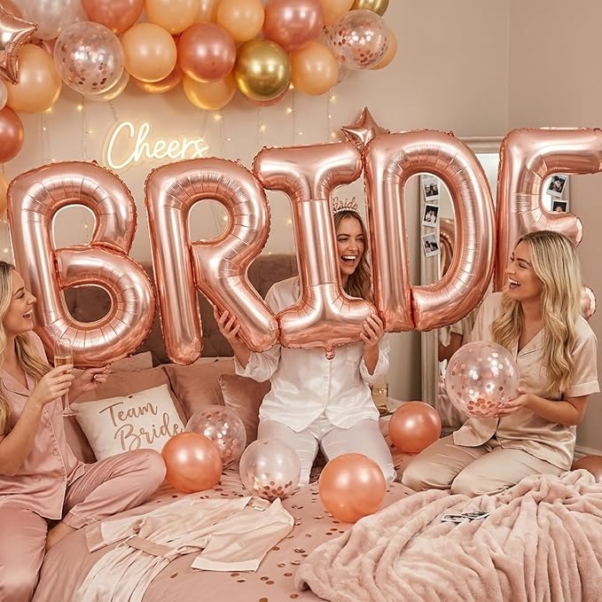 40 Inch BRIDE Balloons Bachelorette Party Decorations, Rose Gold Bride Letter - Image 8