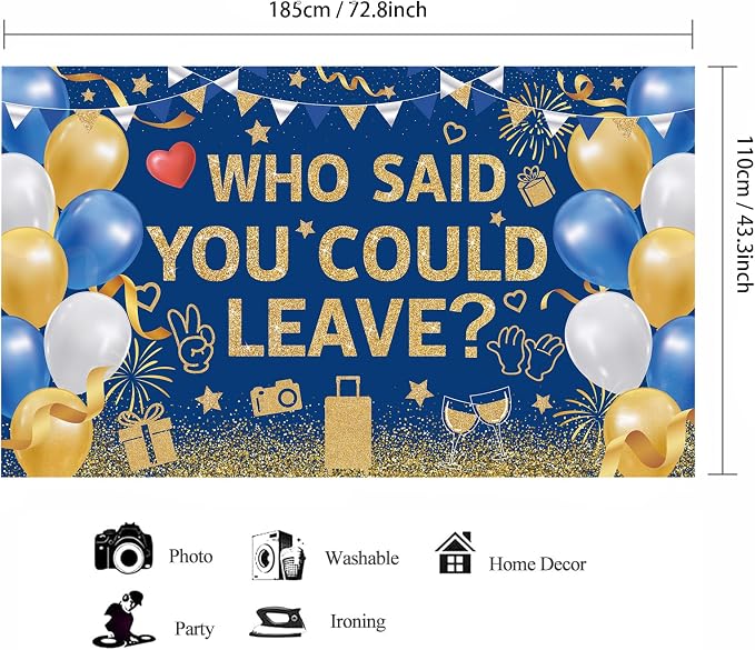 Blue Gold Who Said You Could Leave Backdrop Banner Photography Background - Image 2