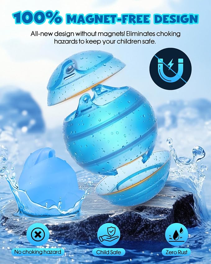 18PCS Reusable Water Balloons No Magnets, 100% Silicone Quick Fill Water Balls - Image 2