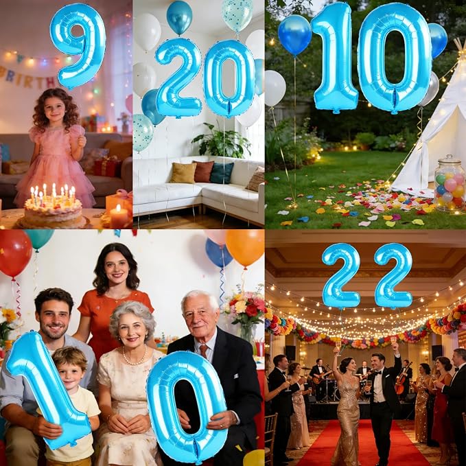 40 Inch Number 9 Balloons for 9th Birthday Party Decorations, 0-100 Jewelry - Image 7