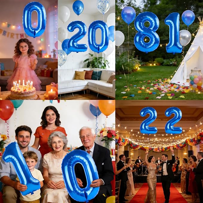 40 Inch Number 81 Balloons for 81st Birthday Party Decorations, 0-100 Dark Blue - Image 7