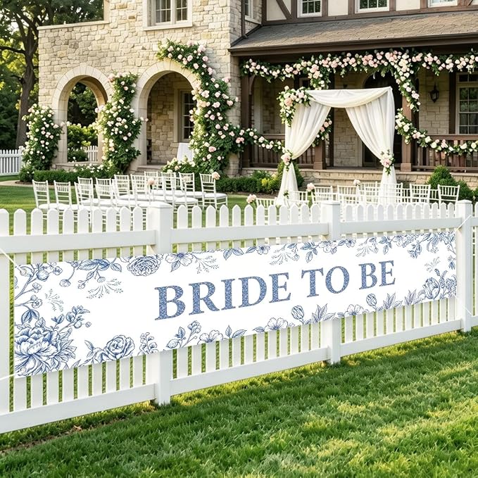 Blue Bride To Be Happily Ever After Bridal Shower Wedding Banner | Reusable by WETDNGQI