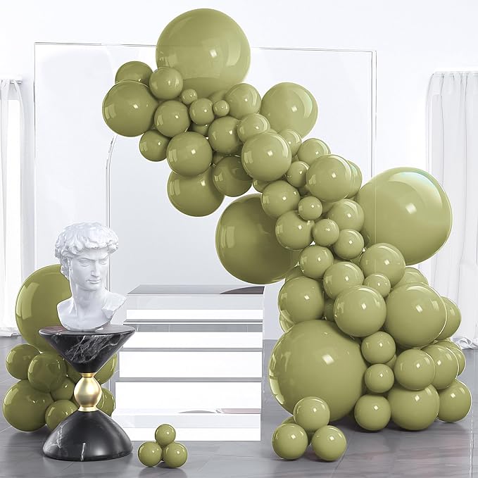 PartyWoo Sage Green Balloons 130pcs Olive Boho Green Color 18 12 10 5 Inch | 18 by PartyWoo