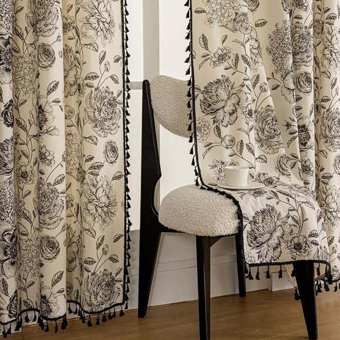 F-CHU Boho Curtains for Living Room 96 Inch Length French Country Floral Drapes - Image 4
