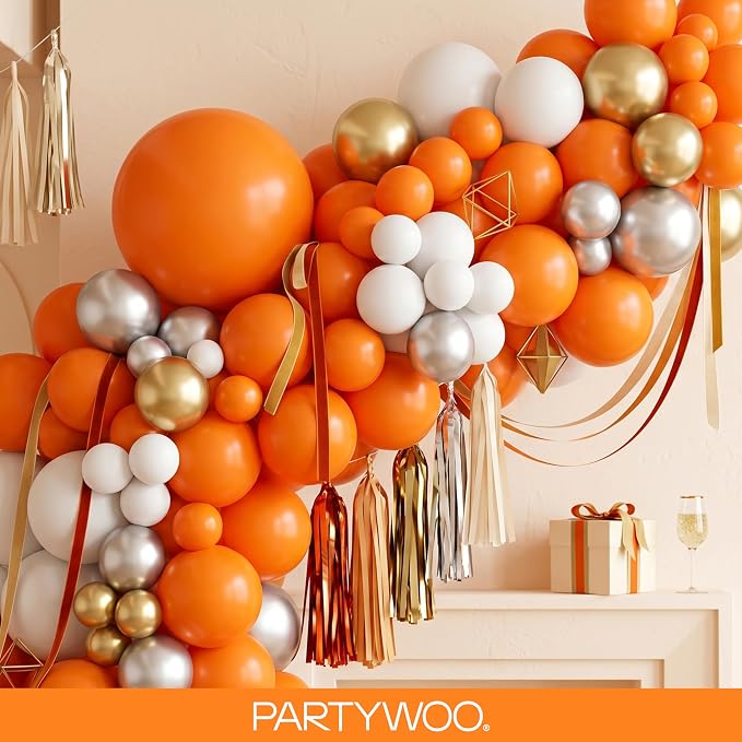 PartyWoo Orange Balloons 130pcs Fall Latex Helium Balloons Different Sizes | 18 - Image 8