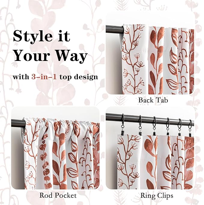 Boho Terracotta Blackout Curtains 84 Inches Long 2 Panels - Image 3