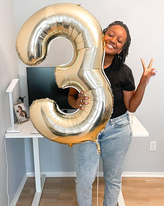 Light Gold Number 6 Balloon 40 Inch, 6th Birthday Decorations Men Women | Foil - Image 4