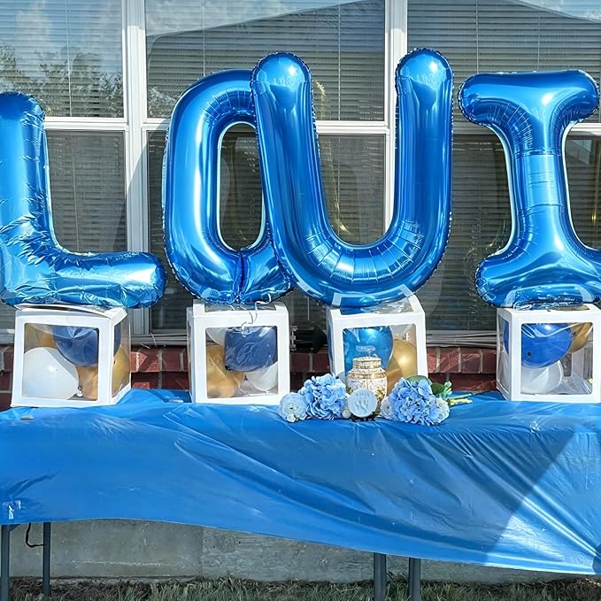 Letter E Balloon 40 Inch Blue, Giant Alphabet Foil Balloon, Big Mylar Party - Image 4