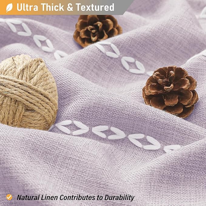 72x78 Long Boho Farmhouse Linen Heavy Duty Shower Curtain, Lavender | Tall Size - Image 3