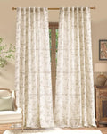 jinchan Taupe Floral Linen Curtains 108 Inch Extra Long Back Tab 2 Panels | by JINCHAN