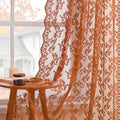 Rust Lace Curtains 72 Inch Length 2 Panels Set Country Floral Paisley Curtains by FOLKSIDEHomeDecoration
