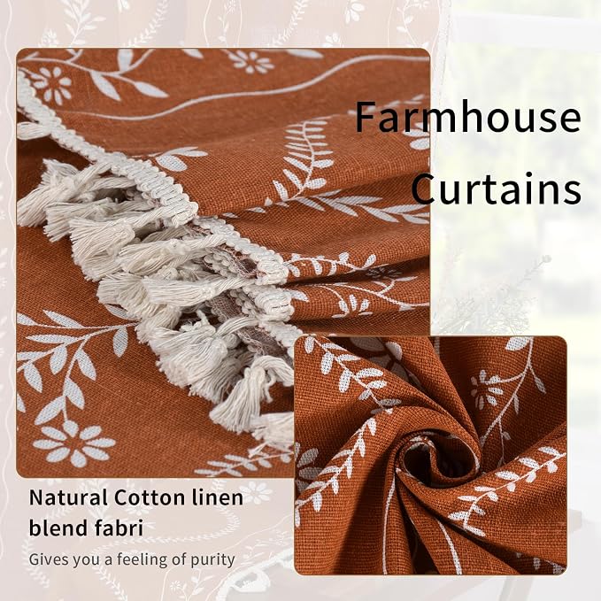 Schweek Terracotta Boho Curtains 63 Inches Long 2 Panels - Image 5