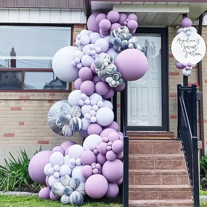 Voircoloria 130pcs Pastel Purple Balloons Arch Kit, 18 12 10 5 Inch | - Image 5