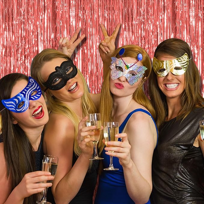 20 Pack Rose Gold Fringe Curtain Backdrop Birthday Bachelorette Party - Image 4